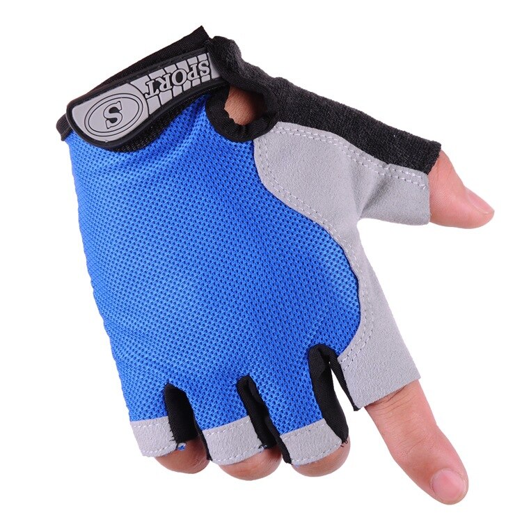 outdoors Men Gloves Half Finger Soft Fabric Breathable Anti Slip Weight Lifting Sports Gym Gloves Sports Gym Gloves Wrist: Blue / L