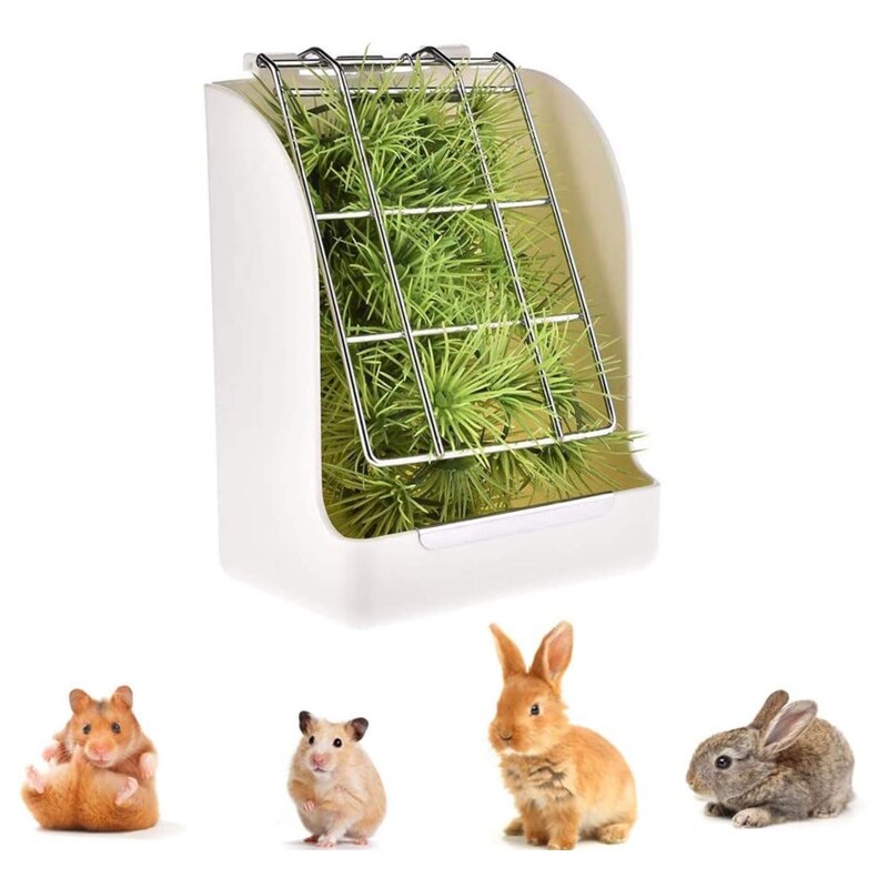 Rabbit Hay Automatic Feeders Rack,Hay Food Bin, Feeder Bowls Double for Grass/Food for Small Animal Supplies Rabbit Chinchillas