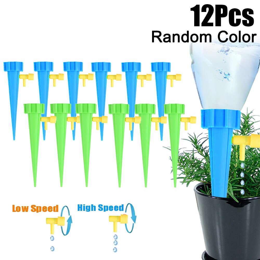 Herramienta de riego por goteo automático, Kit de sistema de riego de jardín de plantas y flores, ajustable, dispositivo de autorriego: 12PCS Random