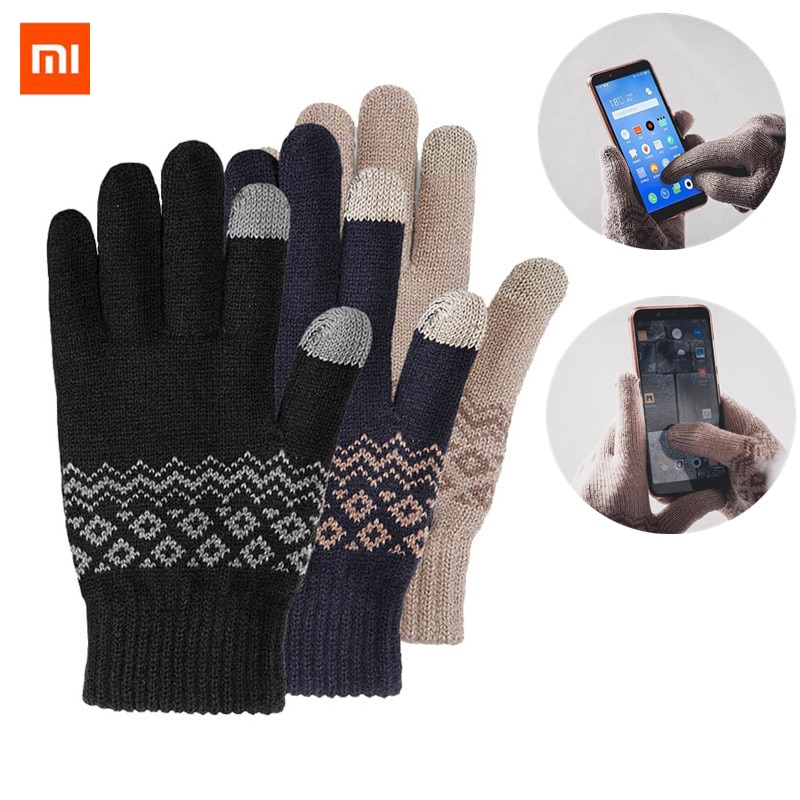 Originale xiaomi fo touch screen handsker finger touch screen handsker vinter varm uld til til iphone 11 pro til xiaomi telefon gaming
