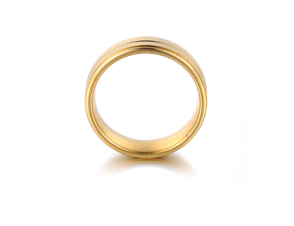 JeeMango Goud Kleur Roestvrij Staal Paar Ringen Voor Vrouwen Mannen Classic Rvs Engagement Wedding Ring Sieraden JR18119