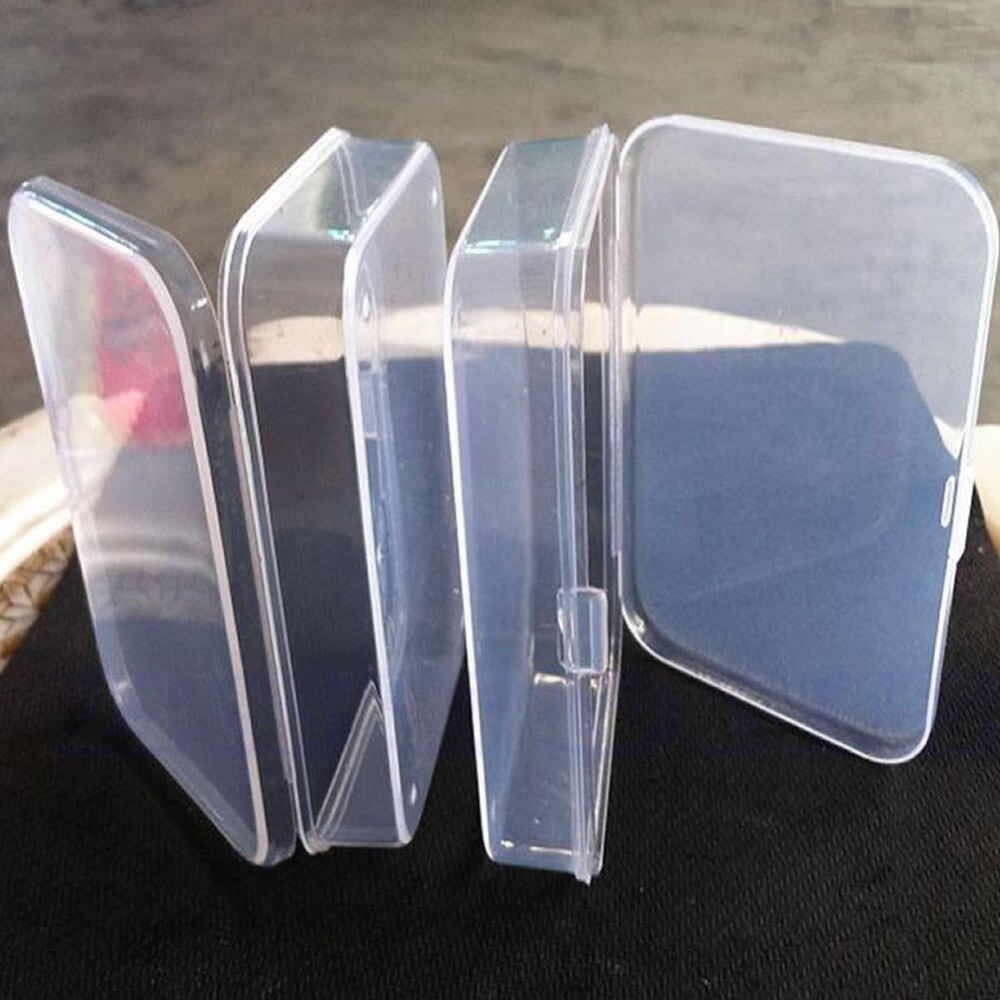 2x Plastic Clear Transparent With Lid Storage Box Collection Container Case