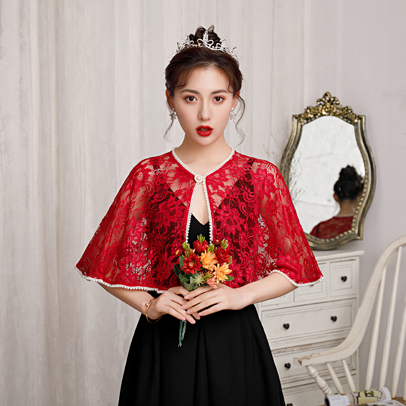 neue Weiß Champagner verrotten Sommer Braut Jacken Brautjungfer Etikette Spitze Schal Hochzeit Kleid Zubehör: rot Wein