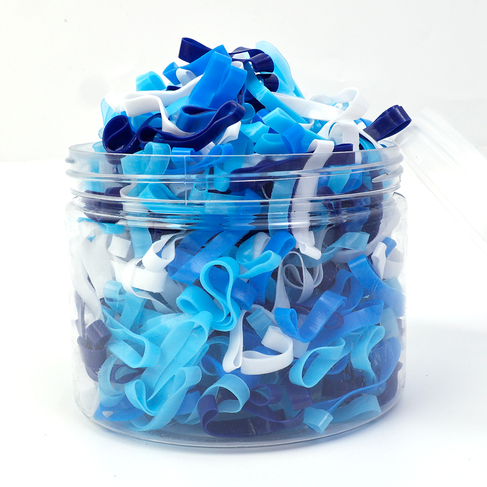 500 Uds. Bandas de goma desechables gruesas de alta elasticidad para niños, coleteros para niñas, lazos para el cabello, bandas coloridas para el cabello, accesorios para el cabello: Azul cielo