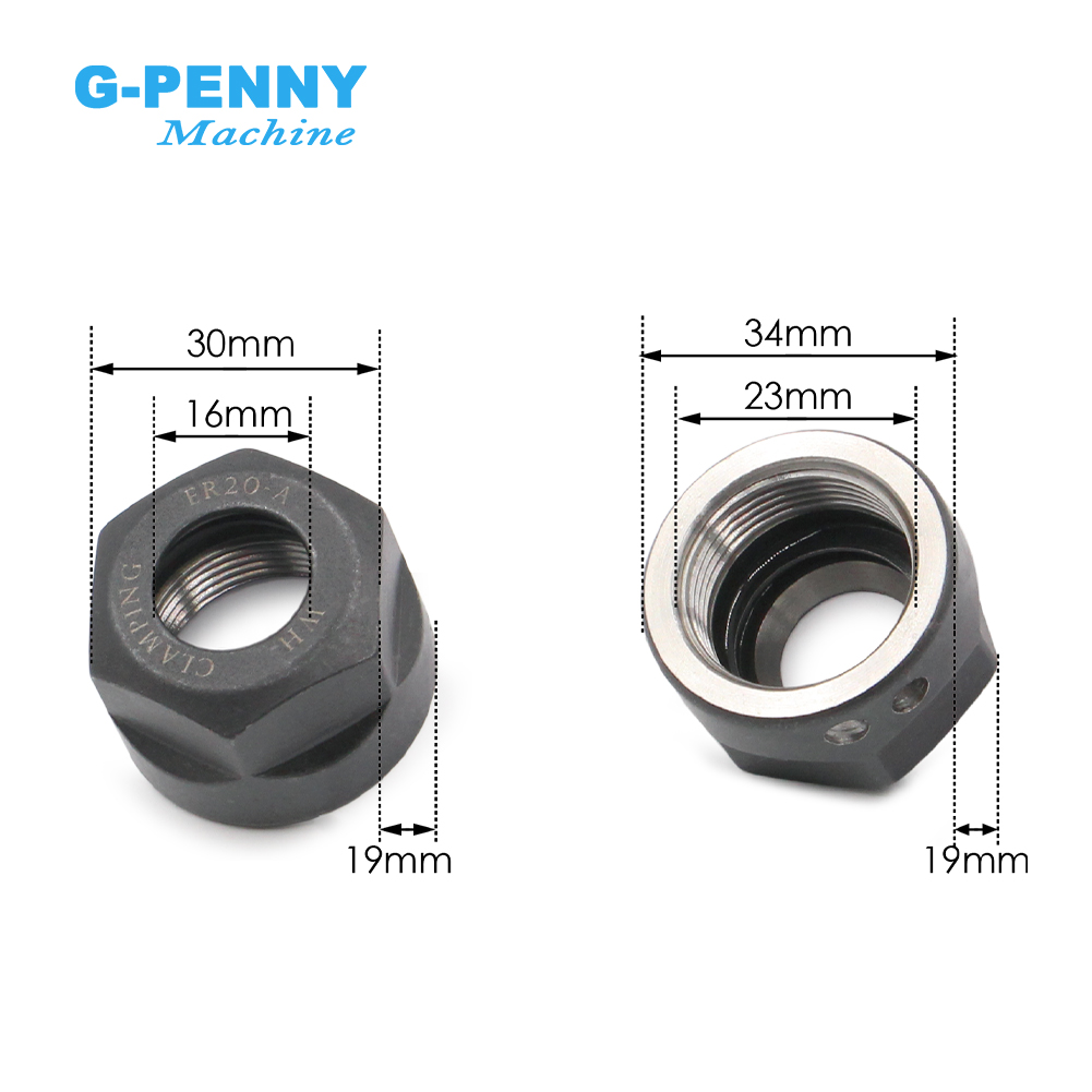 ER20-A Spanmoer Voor Cnc Graveren Spindel Motor Zwart/Zilver Spantang Collet Moer