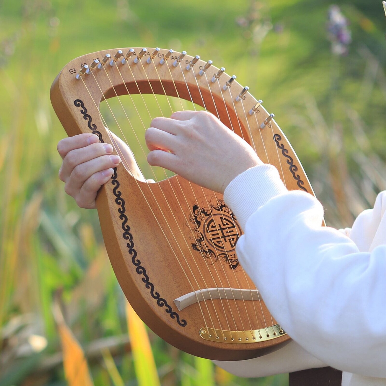 Begyndere lyre harpe mahogni med skruenøgle fantastisk til musikelskere børn børn voksne jul