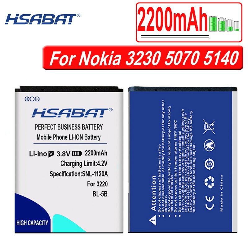HSABAT Battery for Nokia BL-4B BL-4D BL-4C BL-4CT BL-4U BL-5B BL-5BT BL-5C BL-5CT BL-5J BP-5M BP-6X BL-6Q BLC-2 BLD-3 BLB-2