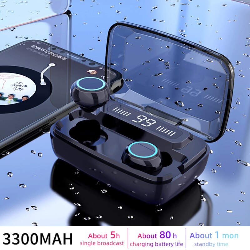 8D Drahtlose Kopfhörer Bluetooth Ohrhörer V5.0 Sport Drahtlose Kopfhörer LED Display Touch Control Stereo Headset mit Mikrofon