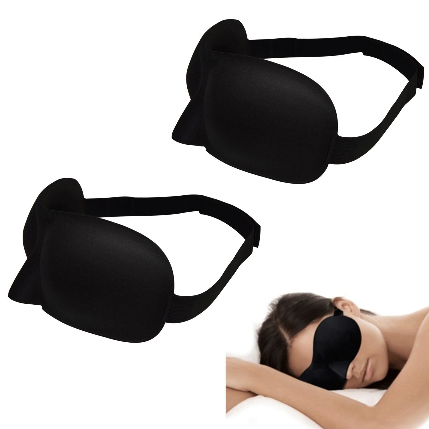 Zwart 3d slaapmasker 23*7.5cm zacht slaapoogmasker nachtverzorging ademmassage oogmasker slaapmasker