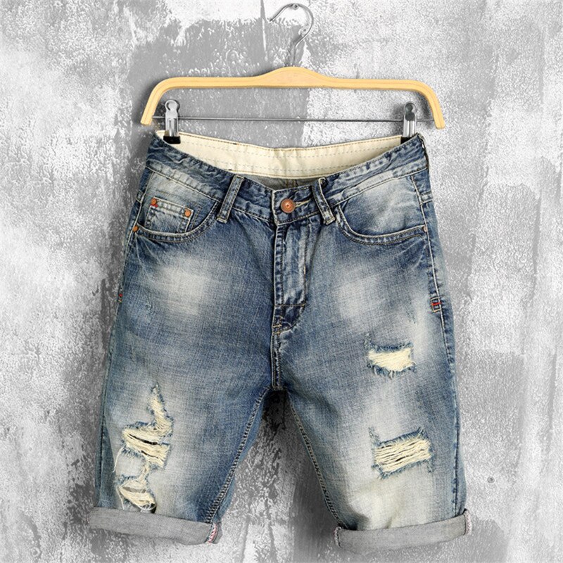 Sommer denim shorts mænd jeans mænd jeans shorts mænd bermuda skateboard harem herre jogger ankel revet plus str.