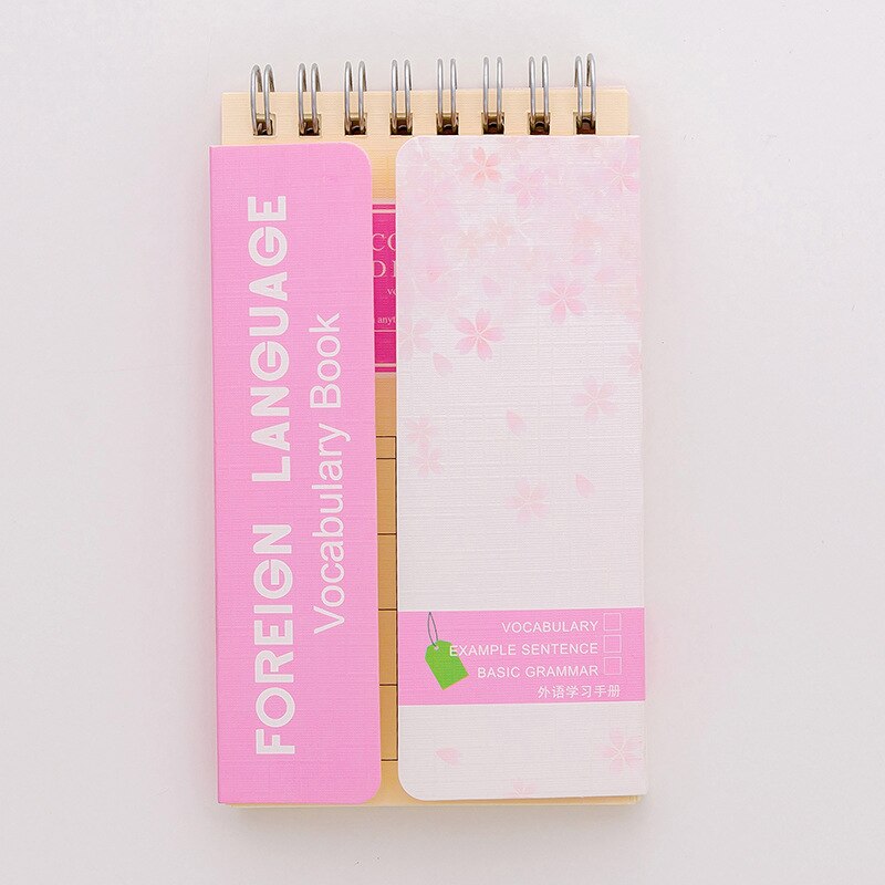 pink sakura foreign language vocabulary Coil book mini Notebook Diary Notepad Escolar Papelaria: Green
