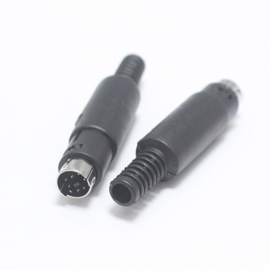 EClyxun 1Pcs Mini 3 4 5 6 7 8 Pin Din Male Plug With Plastic Handle Adapter Soldering Cables DIY Connector