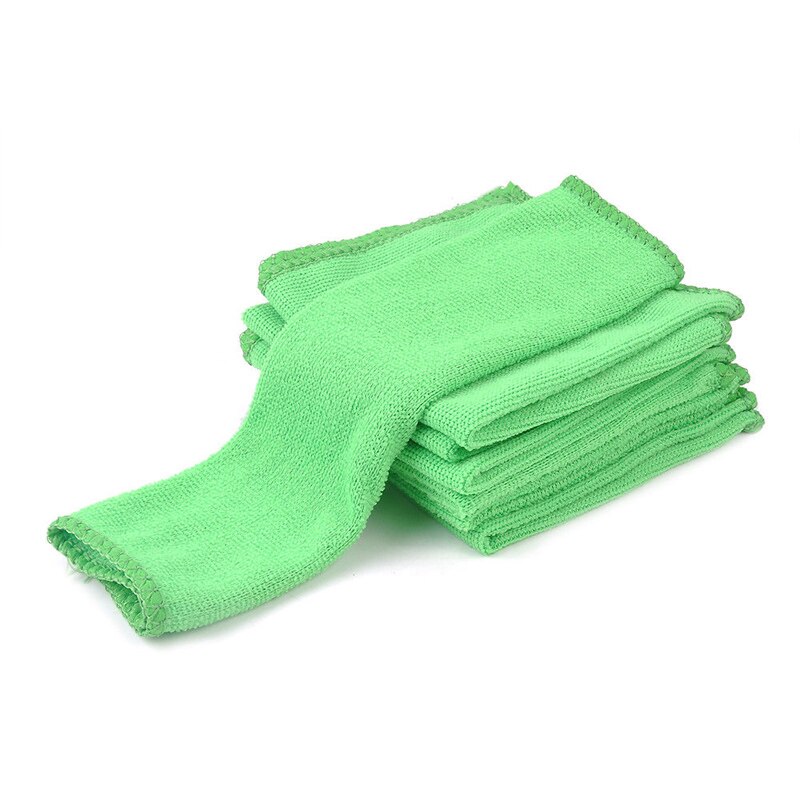 1Set 5/10pcs Microfiber Wash Clean Towels Cleaning Cloths Blue Car Furniture Cleaning Duster Soft Cloths 25x25cm: Green / 10pcs