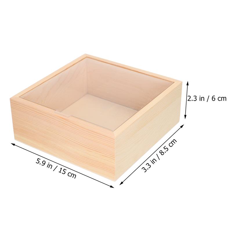 Caja de almacenamiento de madera con de ventana, caja de madera para guardar jabón, flor, , 1 unidad: D