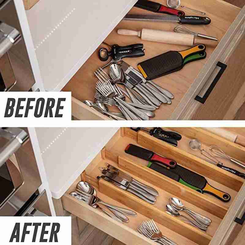 Telescopic Drawer Divider Adjustable Separator Divider Cabinet Drawer Grid Storage Storage Divider Bamboo Board