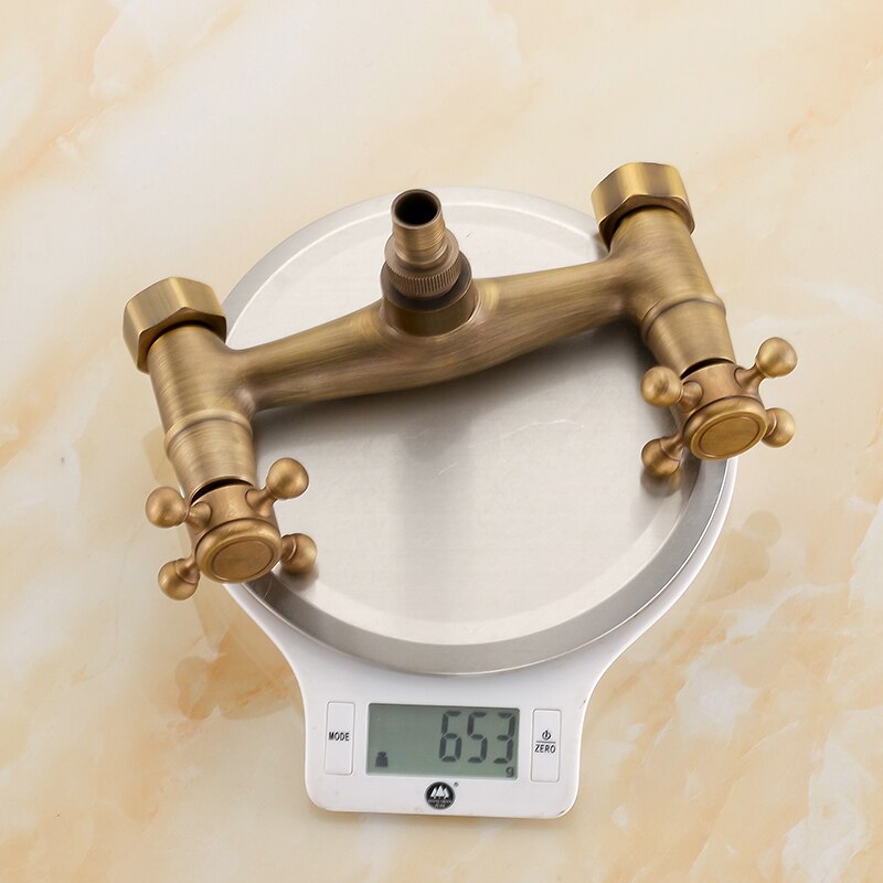 Vidric Antique brass wall mounted bibcock tap for washing machine, Copper Bathroom bathtub faucet mixer tap and cold