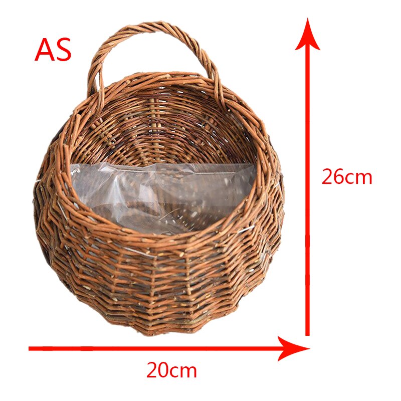 Panier de rangement en rotin, paille, osier naturel, Pot mural suspendu, conteneur, support de plantes, paniers décoratifs pour guirlande de fleurs: AS