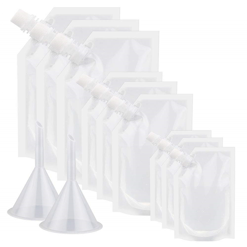 20pcs Plastic Herbruikbare Liquor Pouch Clear Zware Drankjes Kolven Camoufleerbare Drinken Kolven Cruise Zakken Kit met Trechter