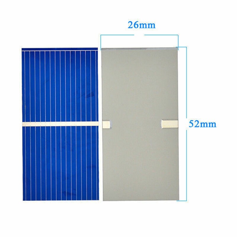 100Pcs Solar Panel Sun Cell Sun Power Solar Cell Diy Solar Battery Charger 52X26Mm