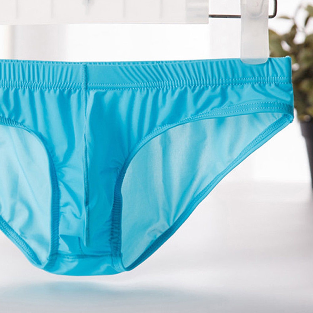 KLV Breathable Ice Silk Men Briefs Ultra-thin Transparent Seamless Underpants Low Waist Sexy Men Panties Elastic Underwear