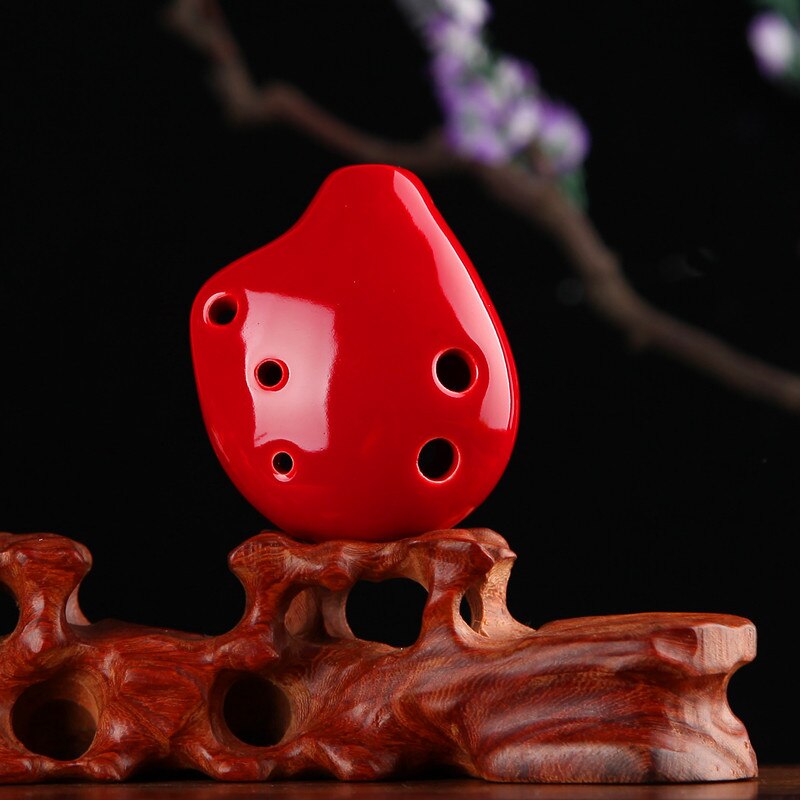 1Pcs Kleurrijke Ocarina Fluit 6 Gat Sopraan C Keramische Flauta Ocarina Of Time Mini Ocarina Fluit Kid &#39;S Speelgoed muziekinstrumenten: Rood