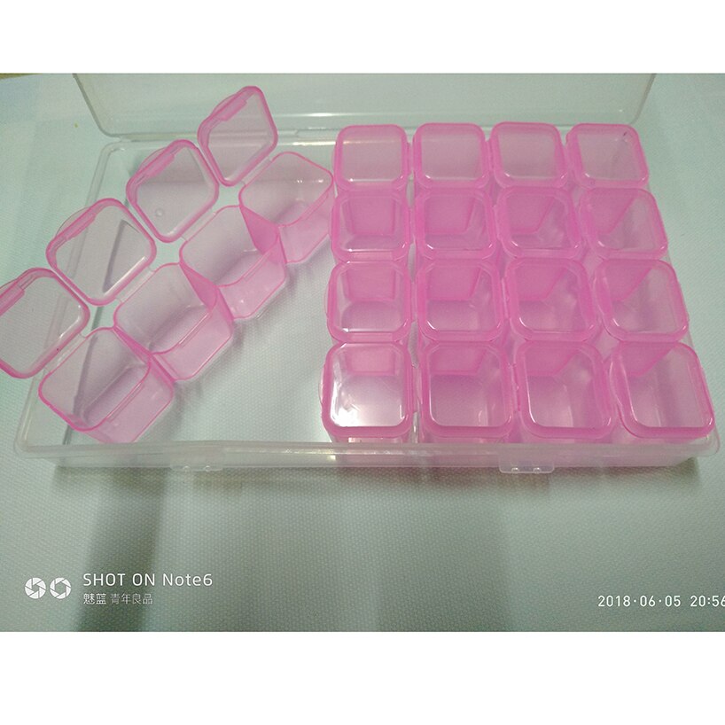 28 Slots Verstelbare Plastic Roze Kleur Opbergdoos voor sieraden Diamond borduurpakketten Craft Bead Opbergdozen Tool YF1630