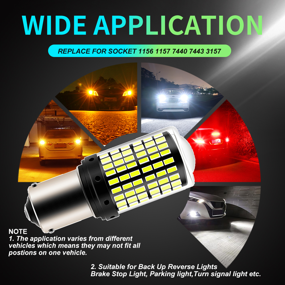 2 stücke 1156 BA15S P21W BAU15S PY21W T20 7440 W21W 3157 1157 P21/5W W21/5W LED-lampen 144smd LED CanBus Lampe Für Blinker Licht