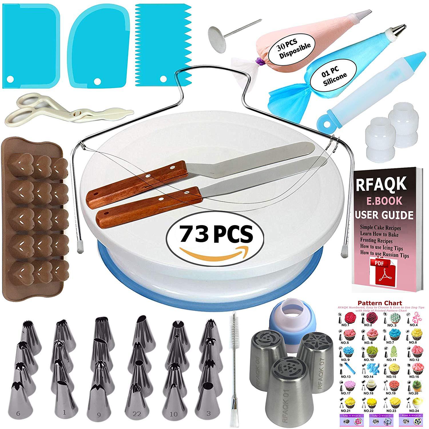 Juego de 73 juegos de tortas para decorar la boca de la flor montada herramienta para hornear de torneado de azúcar