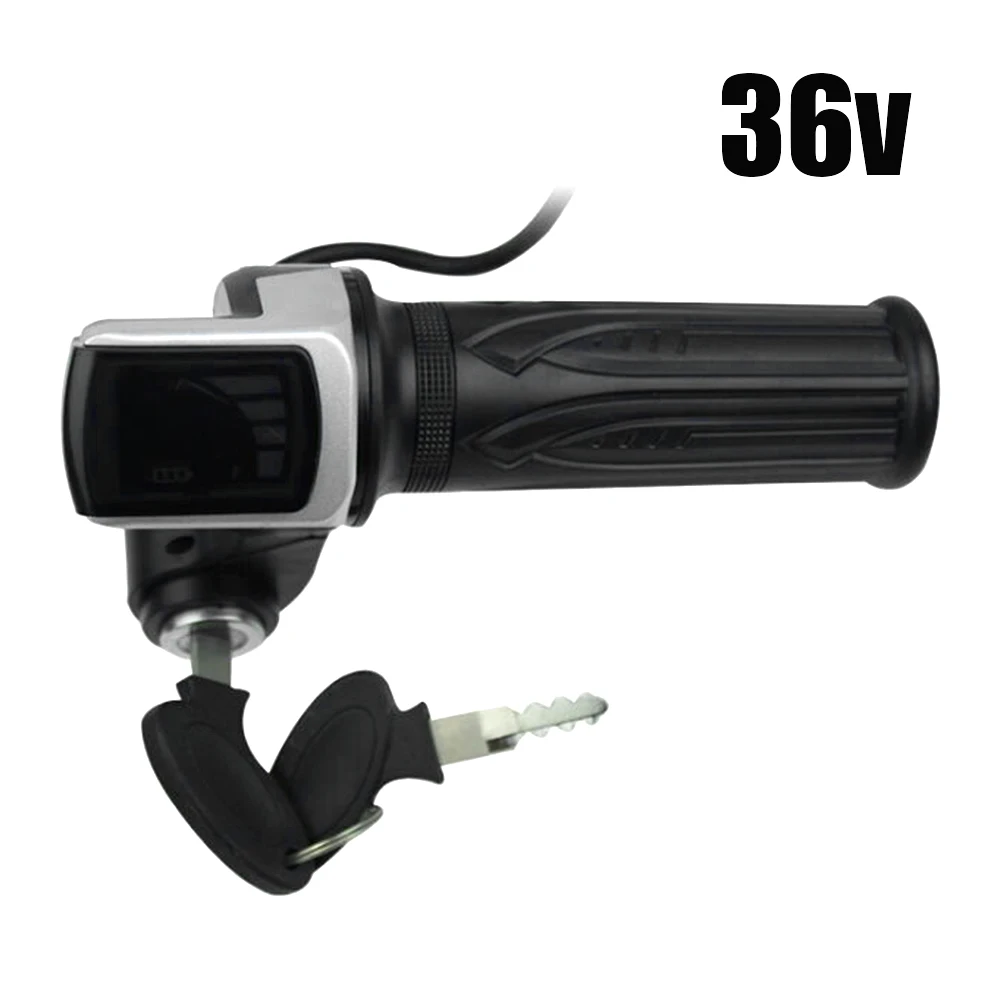 Poignée d'accélérateur pour Scooter électrique 36V/48V/60V, avec verrouillage à clé, indicateur d'alimentation, contrôle de vitesse, guidon, accélérateur d'accélérateur pour scooter électrique: Gris clair