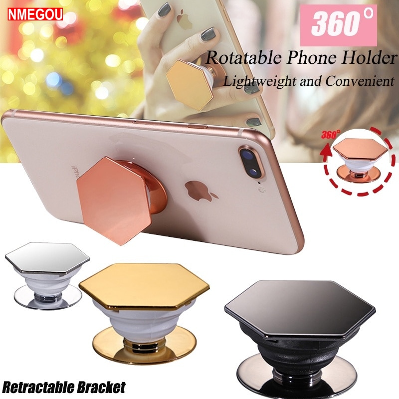 Plating Pocketsocket Support Finger Grip Holder Stand for IPhone X Samsung Huawei Pocket Socket Air Bag Cell Phone Bracket Mount