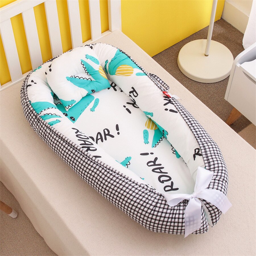 Mini berceau nordique Portable pour -né, impression de dessins animés, barrières de sommeil confortables dans le berceau pour Protection latérale, lit d&#39;enfant: 3