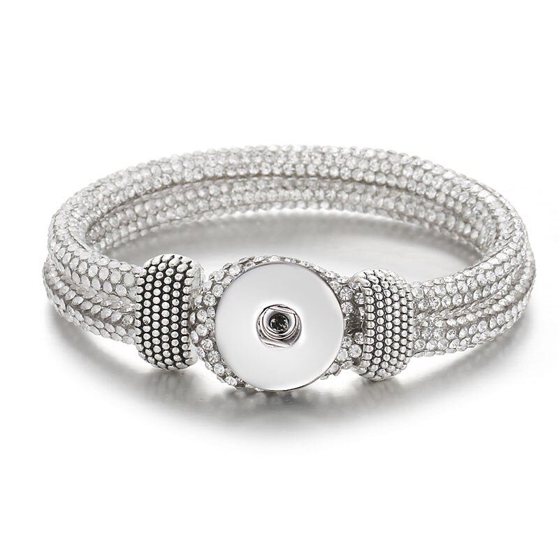 Se0217 alle armbånd i rhinestone læder 18mm snap armbånd halskæde passer 18mm snap knapper snap smykker: Krystal