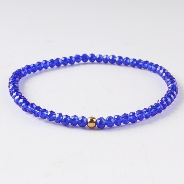 Boho DIY proste kolorowe szkło kryształowa czerwień róża złote koraliki Wrap bransoletka Femme bransoletki dla kobiet: Blue