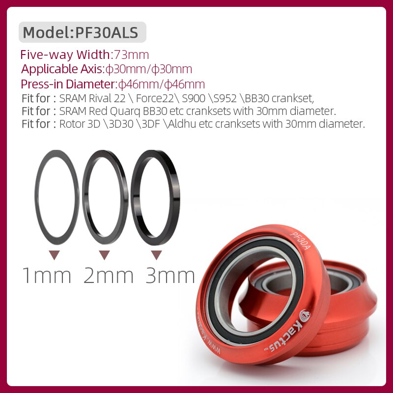 Movimento centrale della bicicletta movimento centrale 30mm albero cuscinetto ceramico parti della bicicletta PF30/PF4130/BB30/BSA30/T47 per bici da strada MTB: PF30ALS RED