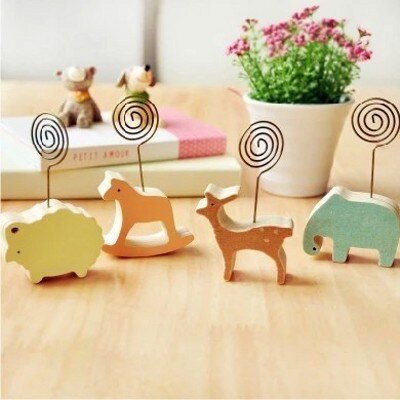 1 billeder træ memo tang clips papir foto clip holder små træ klemmer stand pind