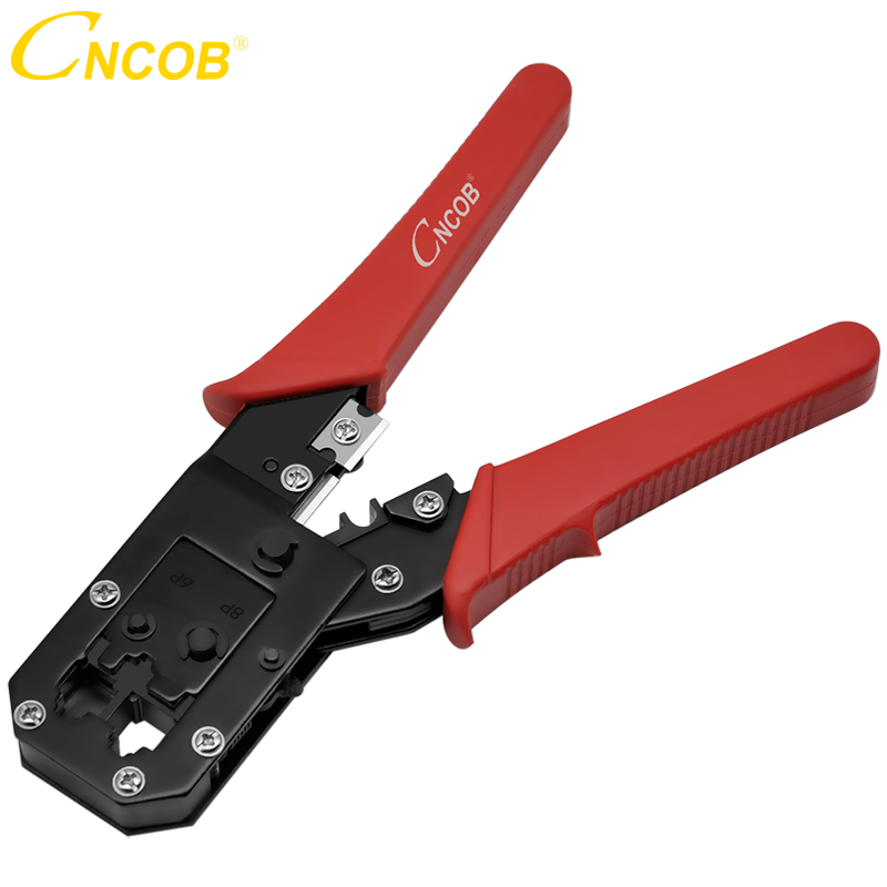 CNCOB Kabel Crimper, RJ45 8P8C Ethernet Connector Crimp Tool, RJ11 RJ12 6P6C Telefoon Cord Connector Crimp Tangen, strippen