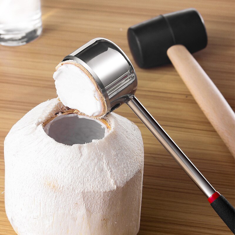 Coconut Knife Tool Set 304 Stainless Steel Coconut Opener Coconut Meat Planer Hammer Large Diameter Coconut Suction Hole