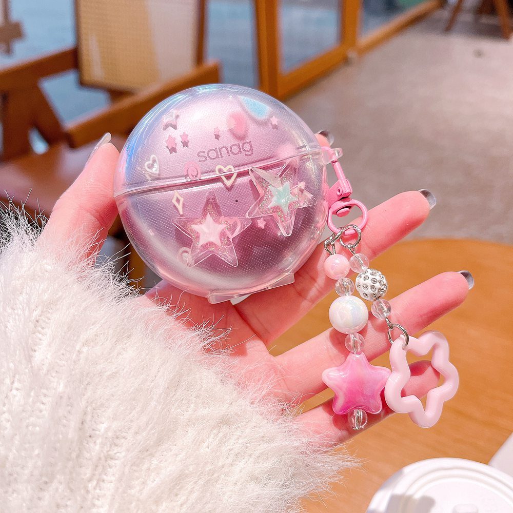 Para Sanag S6S funda con Clip gratis 3D estrella flor auricular cubierta suave para Sanag S6S FreeClip auriculares caja Fundas con llavero