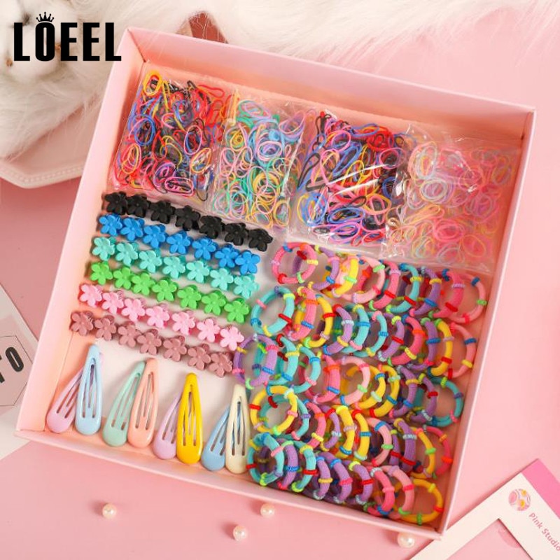 Bandes de cheveux élastiques 220-870 pièces/lot | Nouvelle pince à cheveux, coffret , ensemble épingles à cheveux pour enfants, accessoires pour cheveux