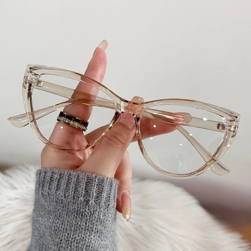 Gafas fotocromáticas antiluz azul para hombre y mujer, Gafas de sol con forma de ojo de gato, luz azul descolorida, Gafas de sol que cambian de Color transparente: Oro