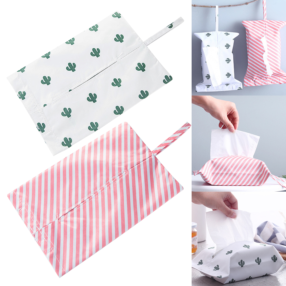 Caja para pañuelos de tela con dibujos animados creativos, bolsa de almacenamiento de papel para servilletas colgantes para baño, sala de estar y coche, contenedor de papel para decoración del hogar