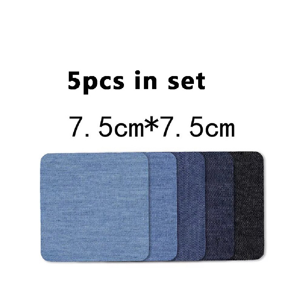 Parches de mezclilla para planchar, parches de coderas para pantalones vaqueros, ropa y pantalones vaqueros, tela de costura, DIY, 10 o 5 uds.: 5pcs 7.5 x 7.5cm