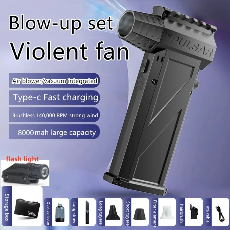 Portable turbo jet fan 140000 rpm mini jet blower jet fan handheld air duster vacuum cleaner for car home outdoor use: green