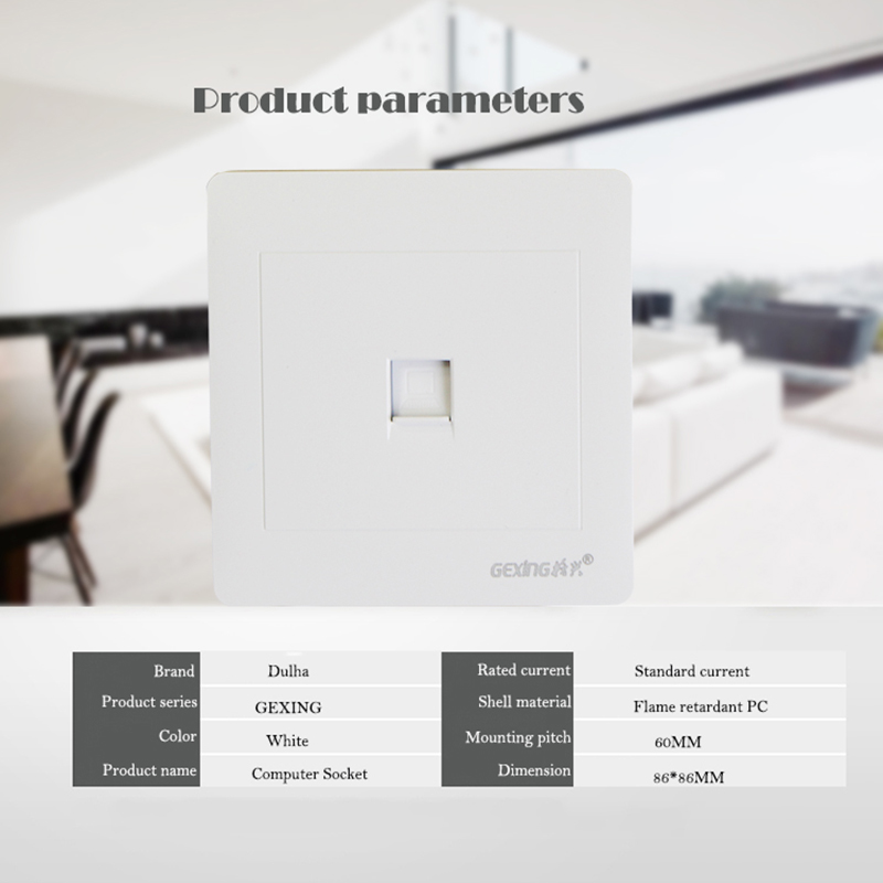 Enkele Poort Computer Muur Data Socket Elektrische RJ45 Netwerk Internet Jack Muur gemonteerde Cat5 Outlet Coaxiale Plug