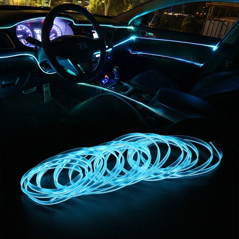 EL fil voiture intérieur lumières ambiant LED Flex Rgb bande Auto Flexible atmosphère Neno Tube doux USB lampe éclairage corde bande lumière