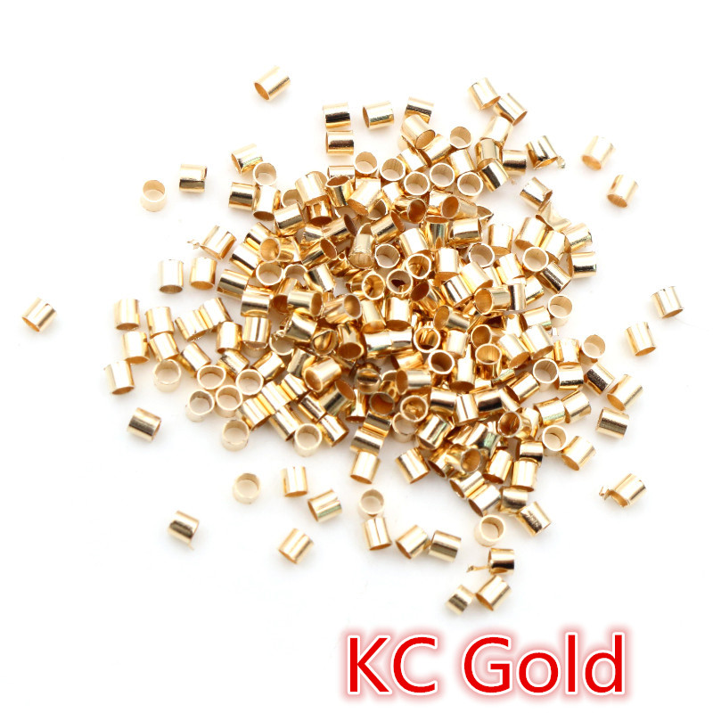 500pcs 1.5 2.0mm Or Argent Couleur Tube Crimp End Perles Bouchon Spacer Perles Pour Collier Fabrication de Bijoux DIY conclusions Fournitures: L / green
