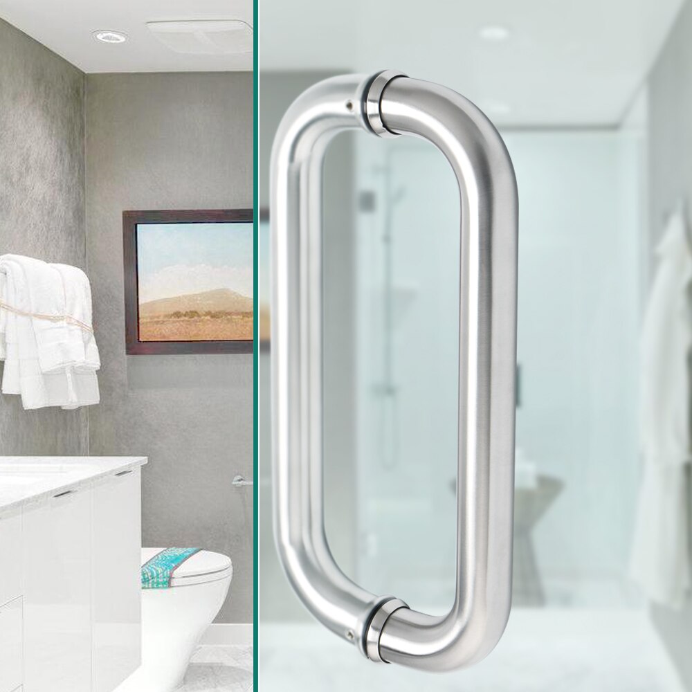 10/14/18 Inch Square Tubular Glass Door Handle Black 304 Stainless Steel Sliding Barn Door Handle for3-20mm glass wood door