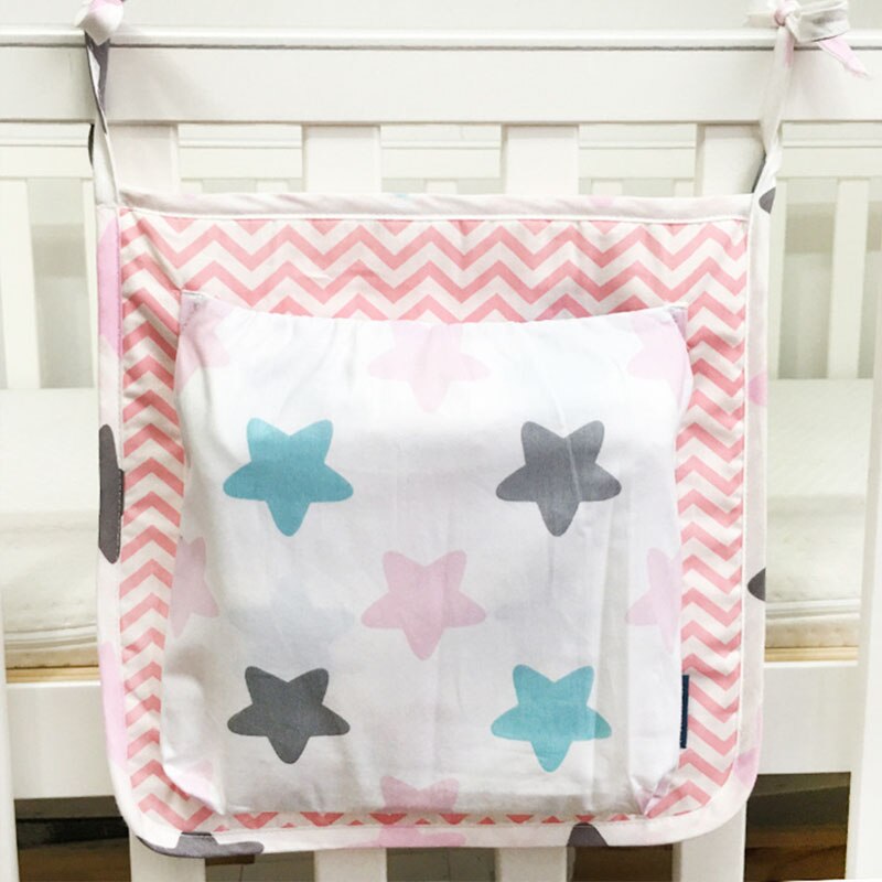 Baby Bumper Infant Crib Bumper Cartoon Elephant Baby Bed Hanging Bag Storage For Strollers Diaper Changing Bag: stars