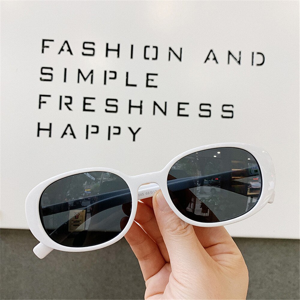 Gafas Retro Unisex con montura pequeña, gafas de sol con protección UV, gafas ovaladas para conducir al aire libre, gafas de deportiva para Conductor,: white grey