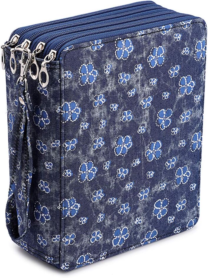 Colored Pencil Case- 160 Slots Pencil Holder Pen Bag Large Capacity Pencil Organizer with Handle Strap Handy Colored Pencil Box: light green